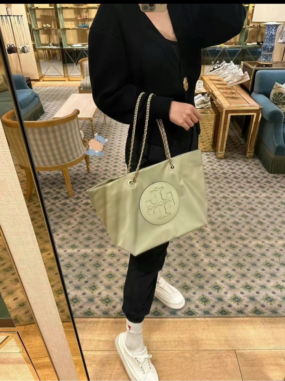 Tory Burch Mint Green Nylon Tote Bag for Work/Travel